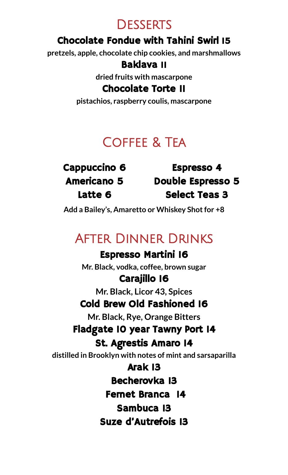 Bar Menu - Page 1